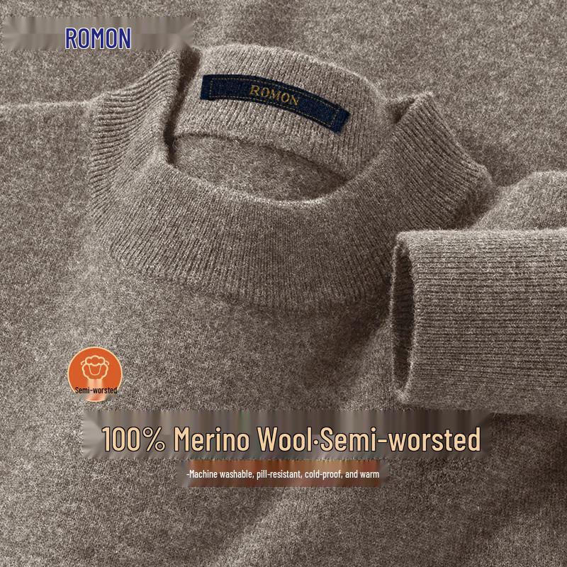 

Luomeng Men s 100% Wool Half-High Collar Sweater 3XL