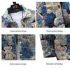 Men's Trendy Denim Bear & Flower Jacket - Cotton, Loose Fit, Wear-Resistant, Big Sizes Available