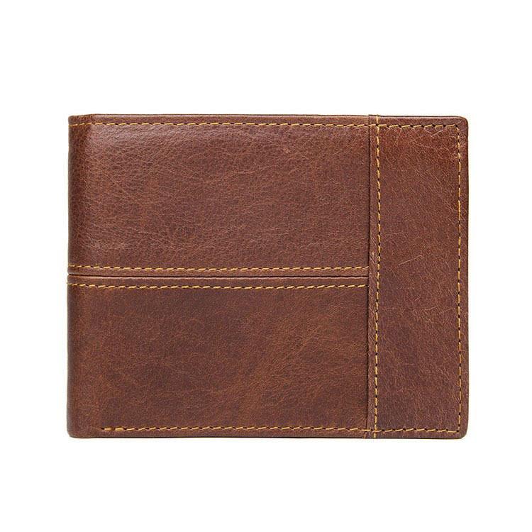"Retro European & American Men's RFID Leather Wallet: Short Multi-Card Dollar Clip"