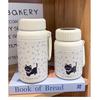Cat Pattern Insulated Large Capacity Water Bottle With Leakproof Lid For Students And Commuters