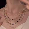 Vintage Glass Bead & Pearl Multi-layer Necklace: Retro Court Style Clavicle Chain for Women