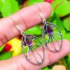 Natural Sage Amethyst Gemstone 925 Sterling Silver Gift Earring 2.01" J8H76