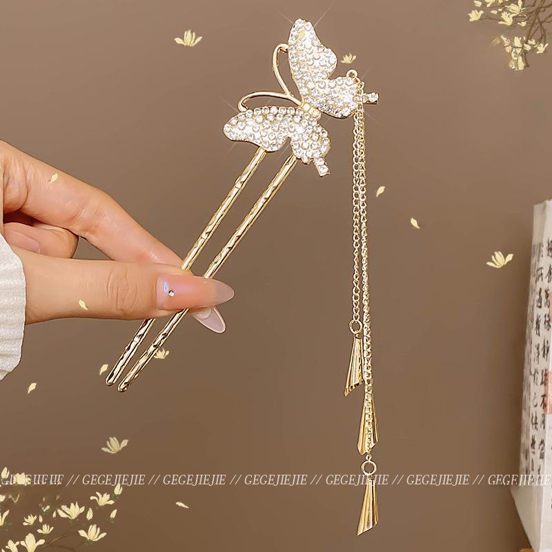 

1 шт. Премиальная заколка-шпилька U-образной формы с жемчугом для женщин, новый китайский артефакт для дисковой прически, заколка для задней части головы, новая заколка 2025, головной убор