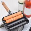 Iron Pre-Seasoned Pot Non-Stick Pot for Grilled Sausage with Wooden Handle Pre-Seasoned Grilled Sausage Pot Sausage Fry Pan