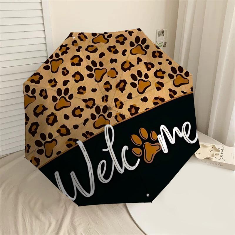 

1PC Leopard print paw prints Umbrella-8-Rib Reinforced, Automatic Open, Lightweight & Durable, Cute Fashion Accessory for Outdoor-W198