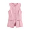 Kaslead New Arrival Women's Fashion Style Fashion Minimalist Sleeveless Button Decoration Vest Casual Shorts Suit