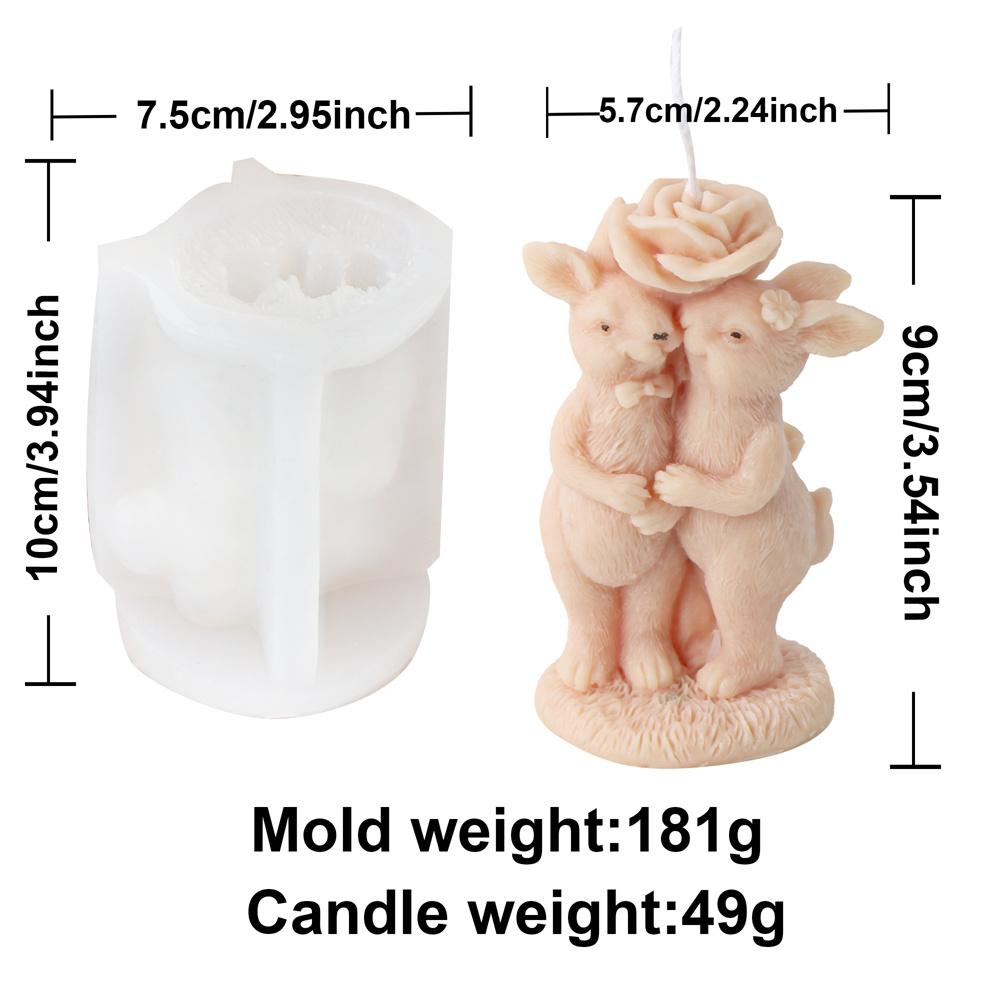 3D Flower Rabbit Candle Silicone Mold DIY Soap Resin Plaster Animal Making Tool Easter Bunnies Shape Cake Decorating Mould