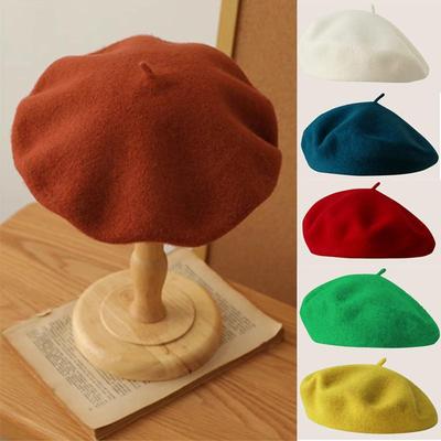 Vintage Wool French Beret for Women Solid Fashion Simple Casual Beret Solid Classic Breathable Soft Comfortable Hat for Fall Winter
