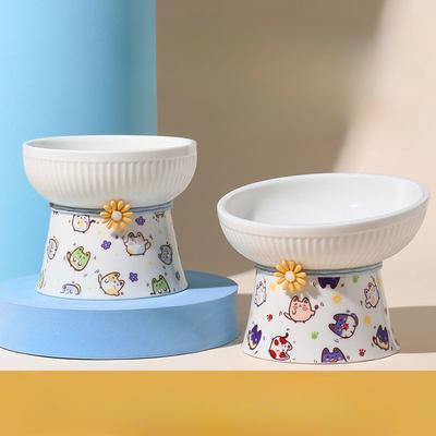 Ceramic Cat Bowl Protects Cervical Spine, Prevents Black Chin, Cat Food Snacks, Pet Drinking Water Bowl, Puppy Food Bowl