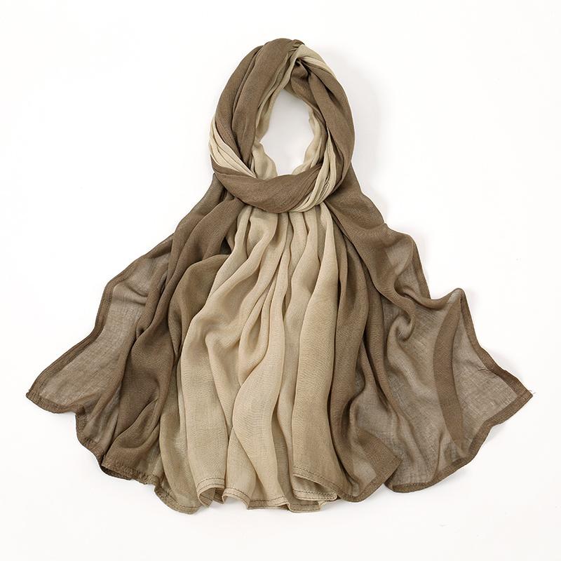 Ombre Modal Fabric Hijab Scarf Double Stitches Edge Cotton Viscose Muslim Women Scarf Soft Lightweight Shawl Rayon Scarf Hijab