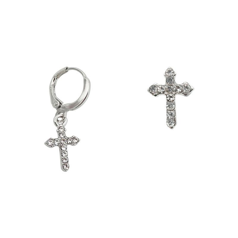 Punk Asymmetric Cross Earrings Single Ear Exaggerated Style Fashion Personality 100% Match Trend Women's Dainty Daily Versatile Earrings