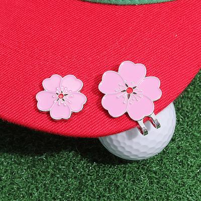 Golf Ball Marker Hat Clip Magnetic Removable Golf Ball Position Marker Romantic Cherry Blossom Pattern One Putt Golf Accessories