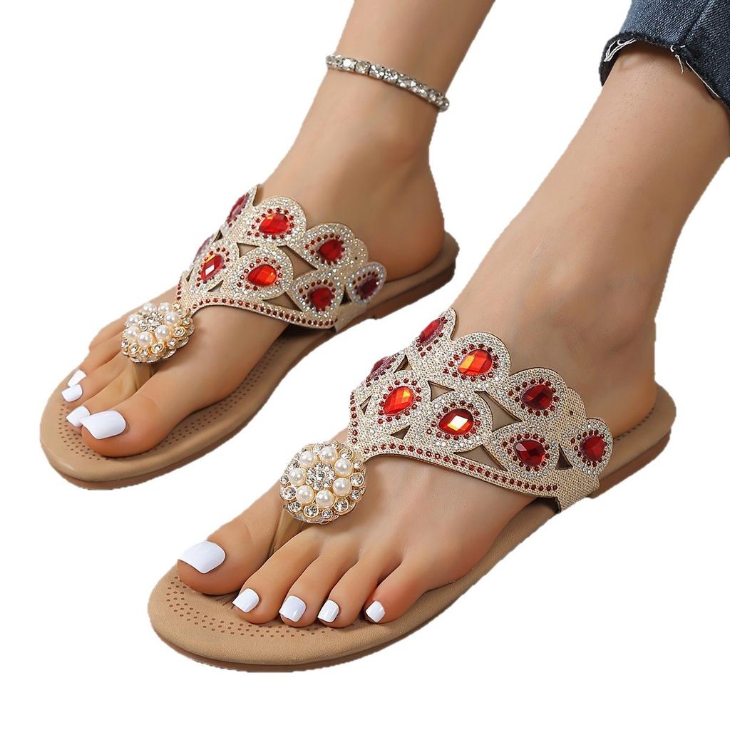 Flat-bottomed Beach Sandals Women's Simple and Light Casual Buckle-toe Sandals