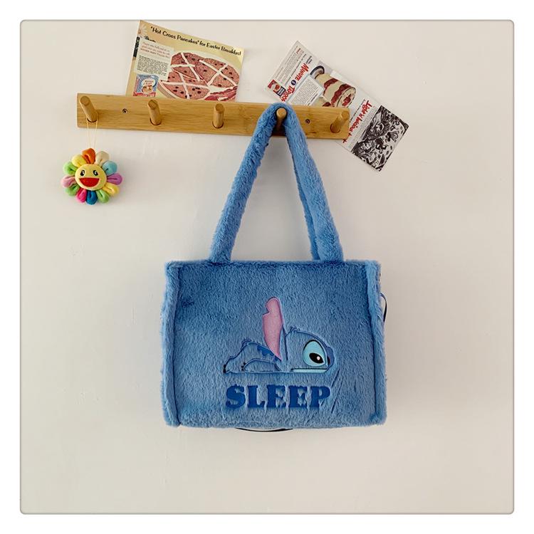 Women's Plush Kuromi & Cinnamoroll Tote Crossbody Bag - Cute Dog Tooth Design Handbag