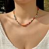 Ceramic Fish Rice Bead Chains Double-sided Painted Colorful Rice Beads Necklace Handmade Bohemian Necklace Party