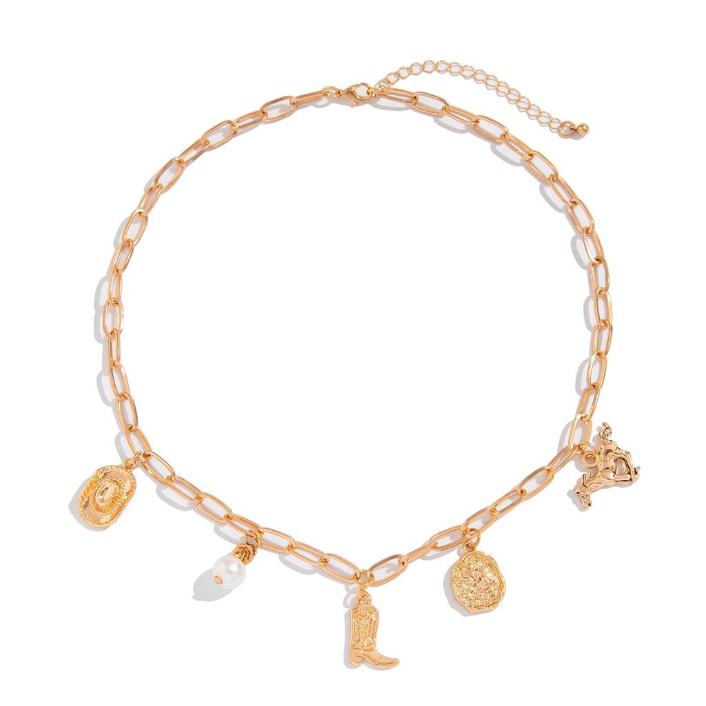 Trend Exaggerated Necklace Bracelet Fashionable Beach Style Niche Design Female Hip Hop Shell Light Collarbone Chain