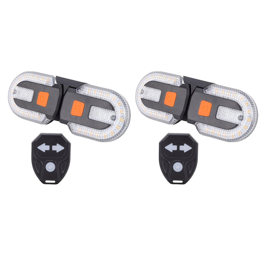 2 Pairs Bike Turn Signals USB Rechargeable LED Rear Tail Light with Remote Control 5 Modes Water Proof for Night Riding