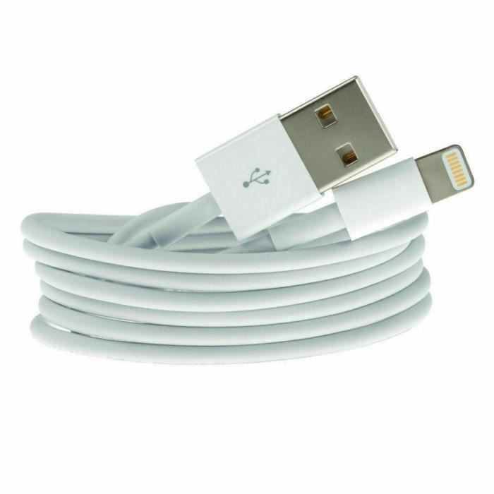 Cable De Charge USB Cordon Renforcé 2M Blanc Pour iPhone 6 7 8 Plus X XS XR 11 Pro Max
