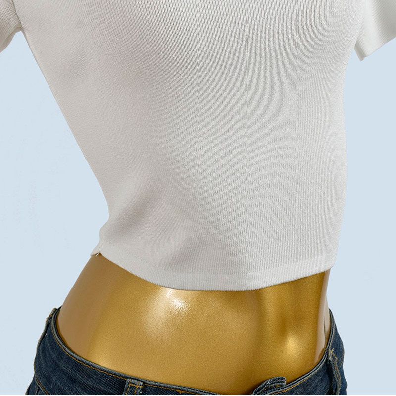 White Shoulder T-shirt Women Summer 2025 Autumn New U Collar Inner Wear Bottoming Shirt Slim Fit Slimming Versatile Fashion Top