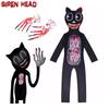 Siren Head Kid Black Cat Jumpsuit Cosplay Costume Bodysuit Halloween Party