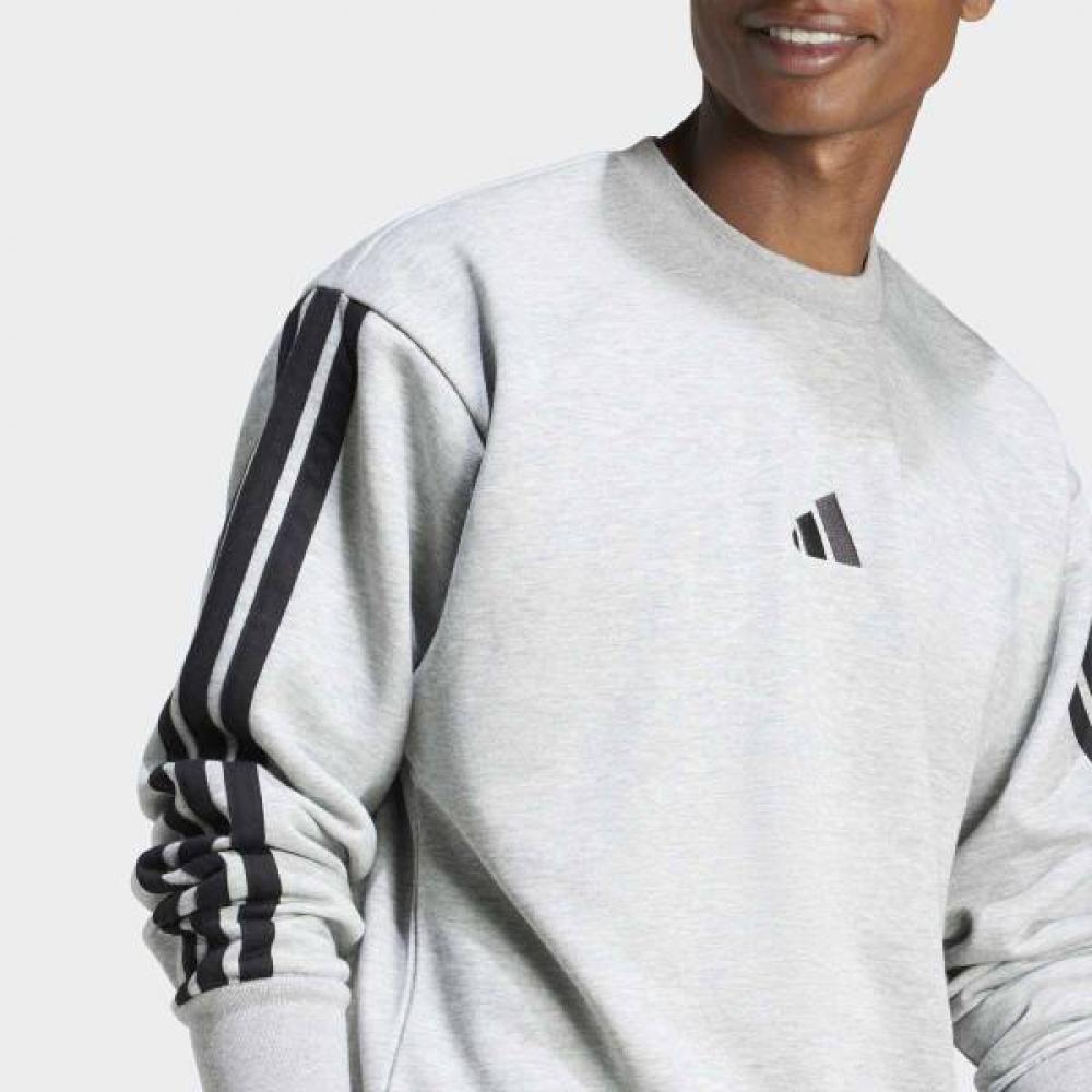Adidas Essential 3 Stripe Fleece Sweatshirt