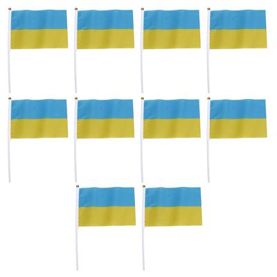 10 Set Ukraine Handheld Flags Mini Polyester Ukrainian Hand Waving Flag for Sporting Events Festive