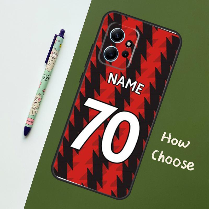 Custom Number Football Name Case For Xiaomi Redmi Note 11 12 10 Pro 8 9 Note 12S 11S 9S 10S Redmi 12C 9C 10C 12 Cover
