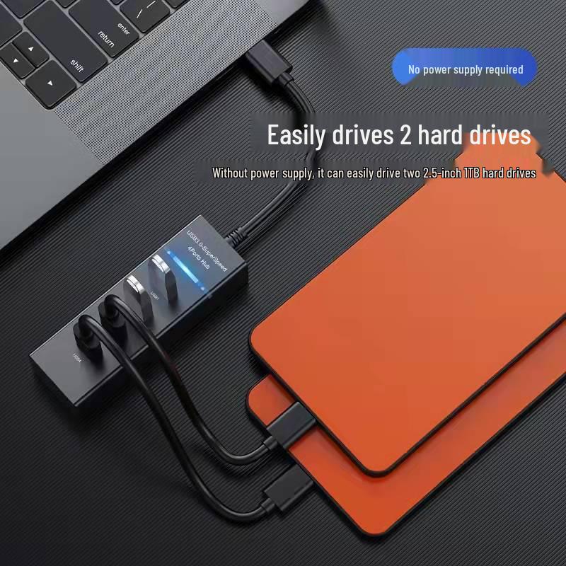 Universal USB 3.0 One-to-Four Hub for Desktop & Laptop Expansion
