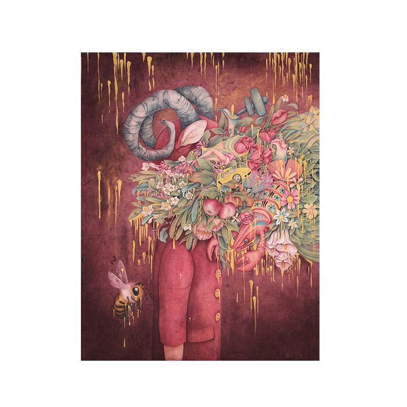 Arte abstrata moderna figura pintura em tela arte da parede flor na cabeça cartazes e impressões para sala de estar decoração do quarto dos miúdos