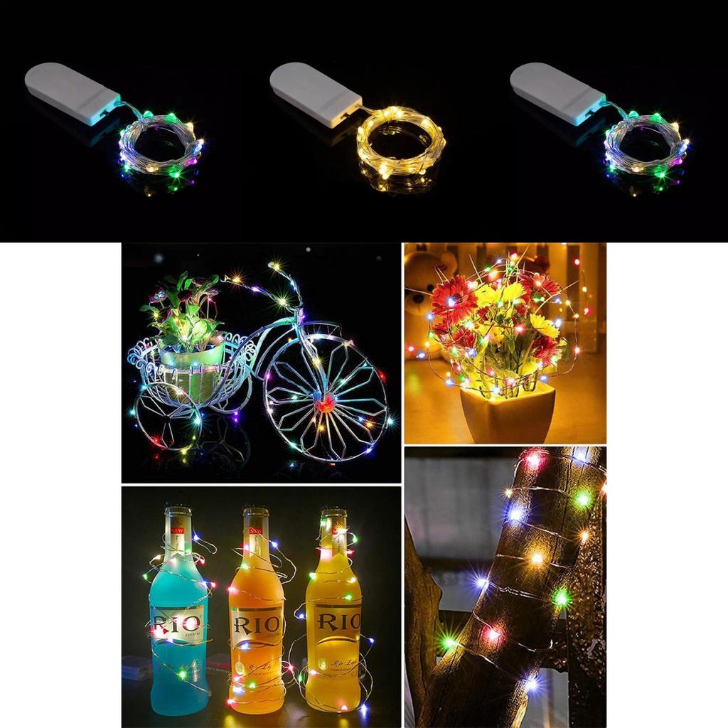 Led Copper Wire String Lights With Button Battery Pack For Outdoor Garden Decor