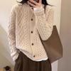 Korean Style Women's Cashmere Sweater - Loose, Lazy Knit Round Neck Thickened Cardigan for Autumn and Winter
