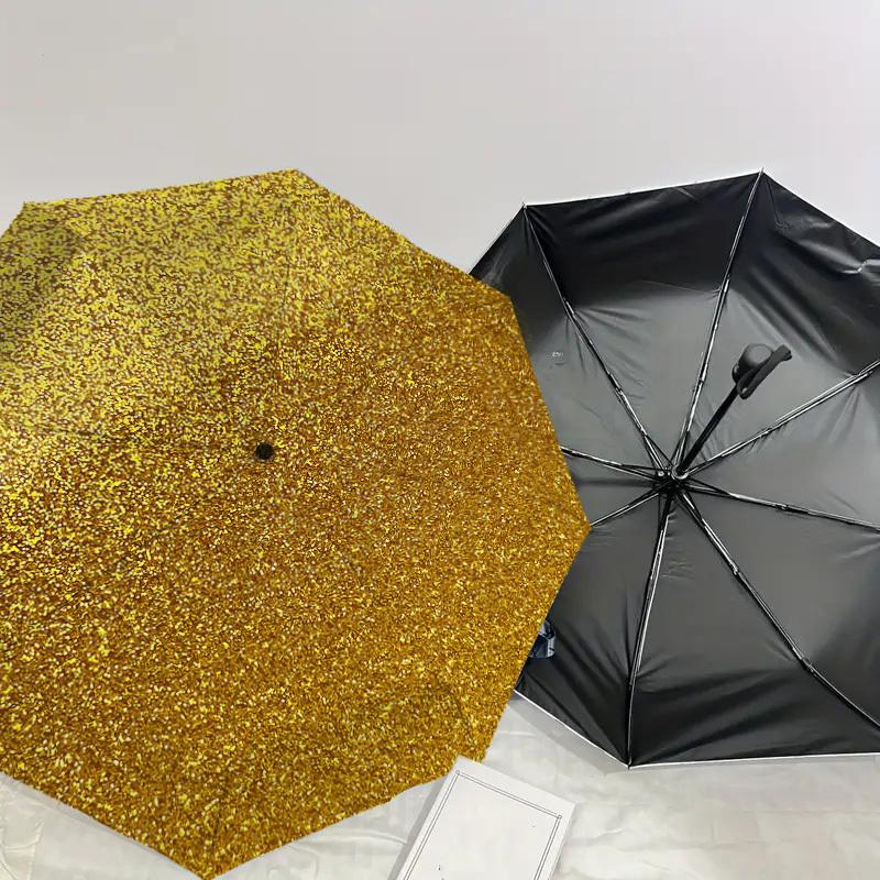 1 ks Zlatý třpytivý vzor Design deštníku Automatické otevírání a zavírání Deštník, Vysoce kvalitní Cestovní deštník, Lehký a přenosný, -22