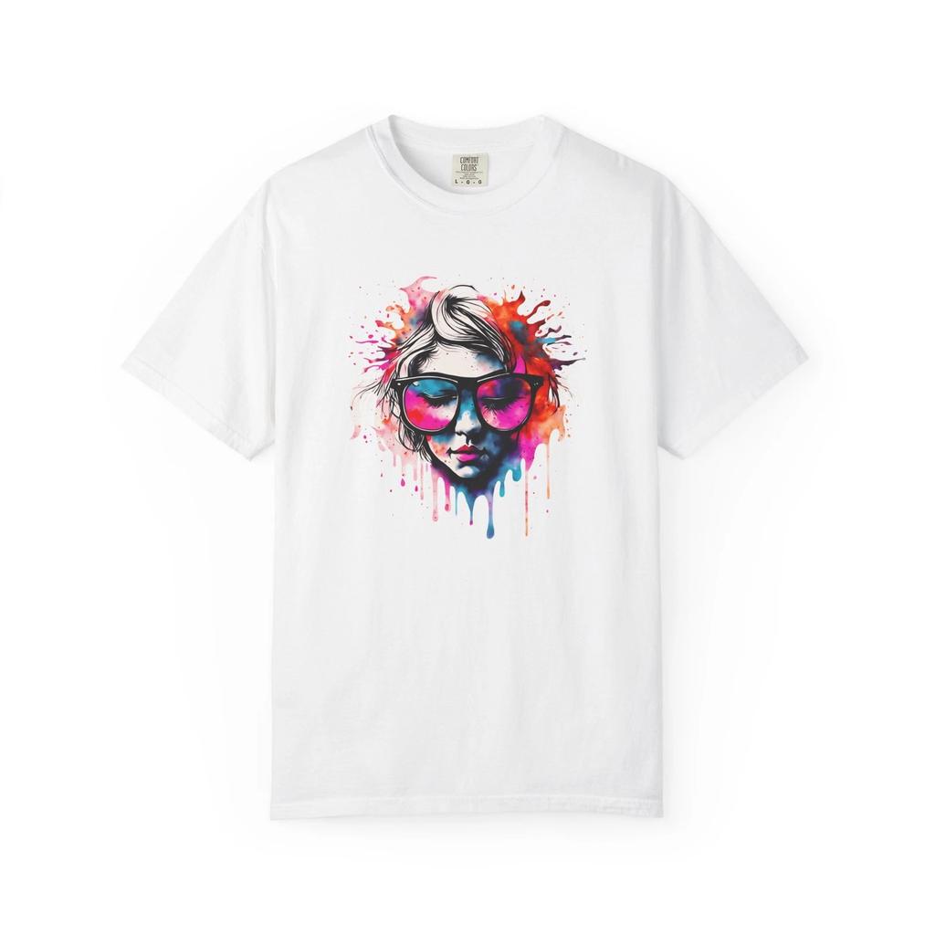Colorful Drip Portrait Sunglasses T-Shirt | Watercolor Face Tee