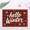 Christmas Winter Table Mat Red Green Plaid Snowflake Festive Placemat for Holiday Table Winter Dinner Party Home Decoration