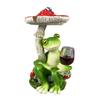 Cartoon Mushroom Sitting Frog Statue Holding Wine Glass Drinking Frog Figurine Resin Animal Sculpture Indoor Outdoor Garden Yarn Decoration Ornament