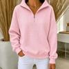 Women's Long Sleeve Zip-Up Sweatshirt with Stand Collar, Knit, Color, Loose Fit