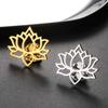 LIKGREAT Minimalist Lotus Flower Brooch for Women Men Stainless Steel Pin Buddhism Luck Protection Badge Jewelry Birthday Gifts