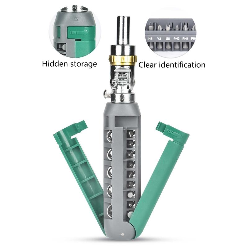 Convenient 14 in 1 Magnetic Screwdriver Set Ratcheting, and Adjustable Angle for Furniture, Home Appliances, DIY