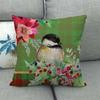Christmas Spring Bird Flower Oil Painting Digital Printing Short Plush Pillow Covers For Sofa Office Cushion Cover Home Goods