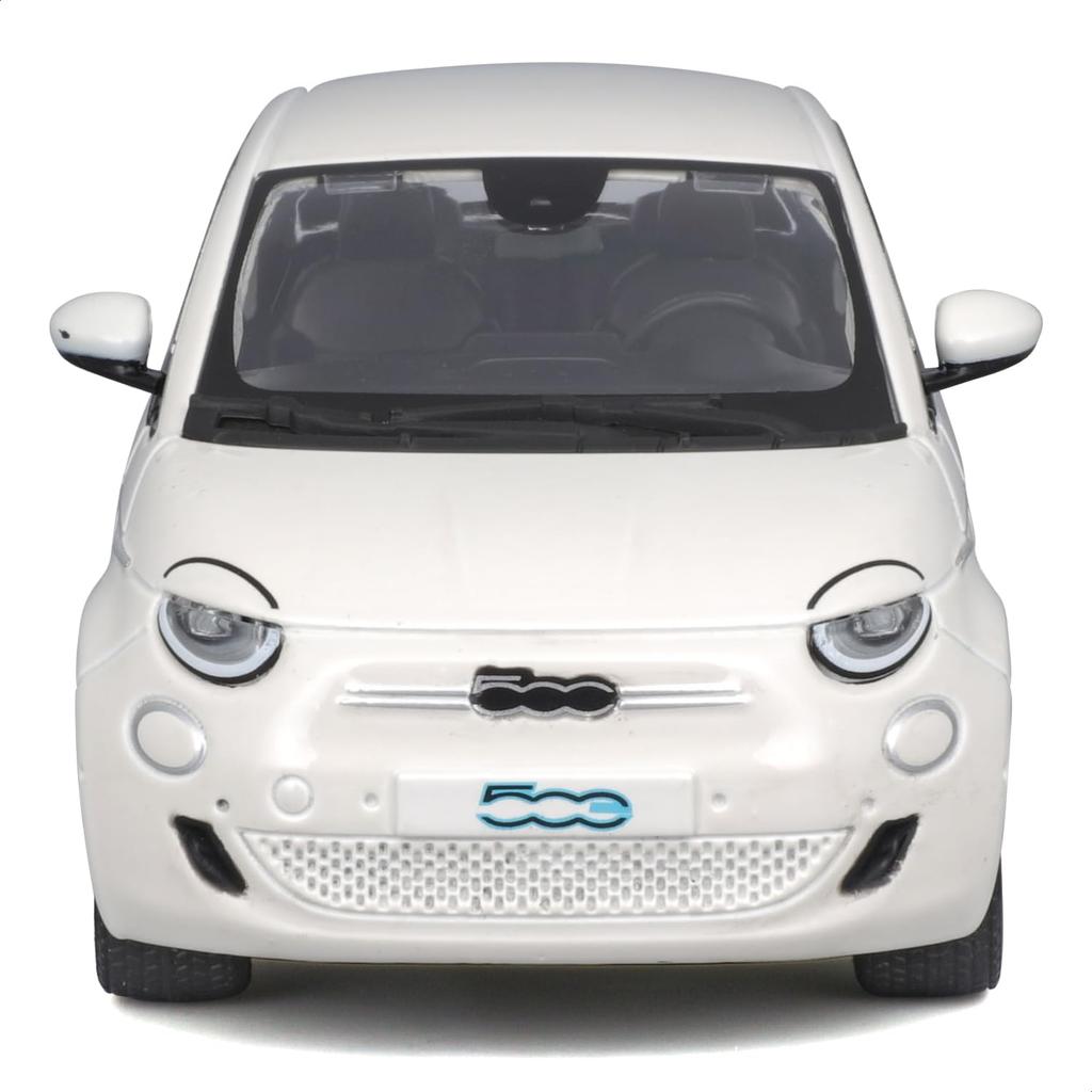 Bburago 1/24 Scale Fiat 500e 2023 White Diecast Model Car, Finished Product, 18-21110 WT
