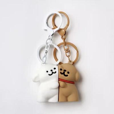 Hugging Puppy Keychain Set Includes Magnet Hugging Couple Doll