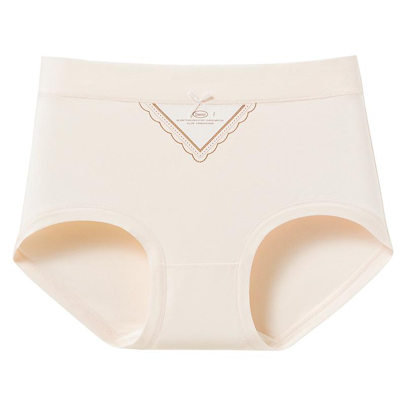 Women's Spring and Autumn Cotton 10A Antibacterial Breathable Hip Hip Mid Waist Briefs