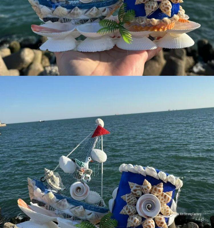 Medelhavssnäckskal Segelbåtsmodell Prydnad - Smooth Sailing Hantverkspresent Souvenir