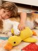 Dog sleeping with a dog hug duck toys to relieve boredom of little yellow duck pet interactive plush doll pet supplies