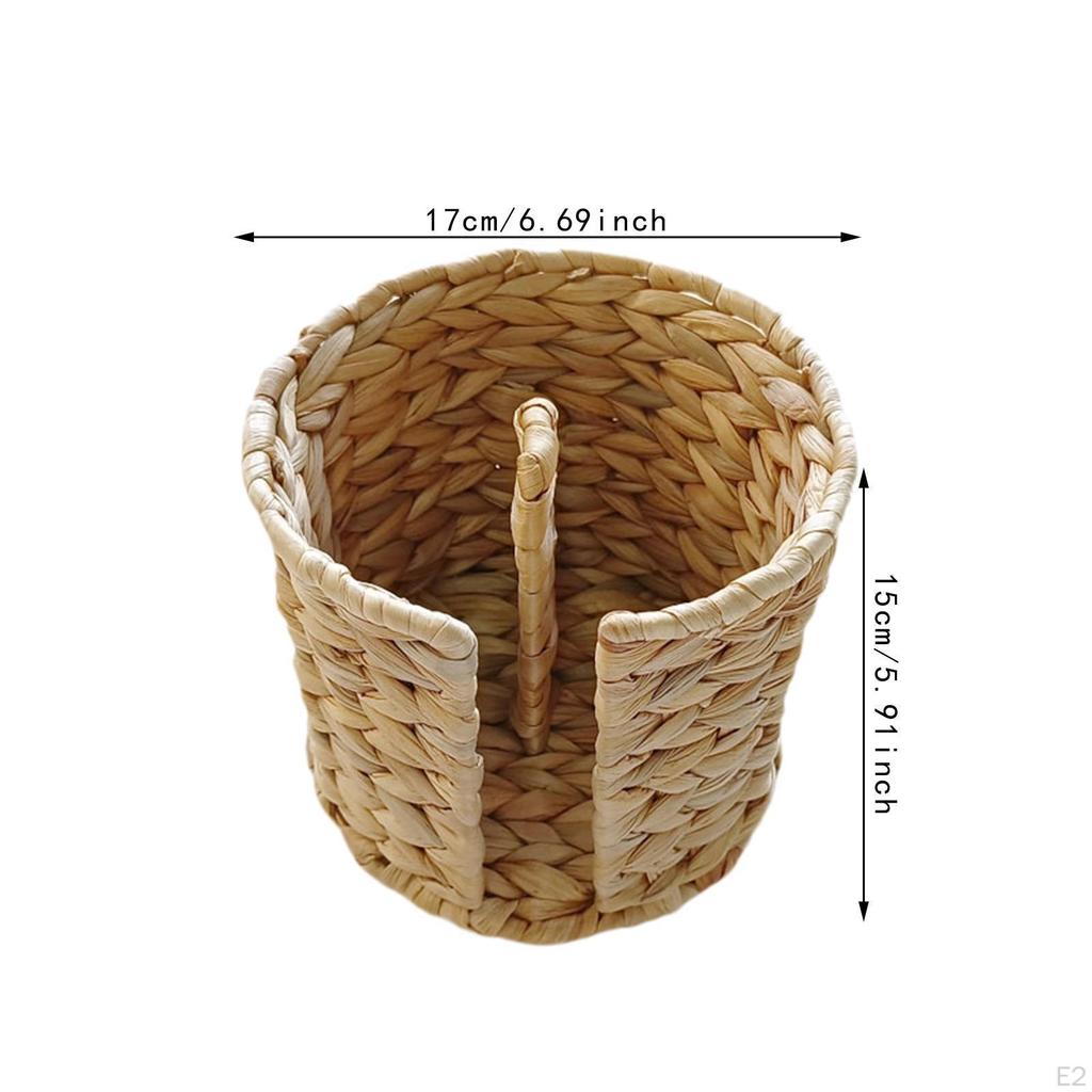 Woven Toilet Paper Basket Freestanding Roll Holder Handwoven Tissue