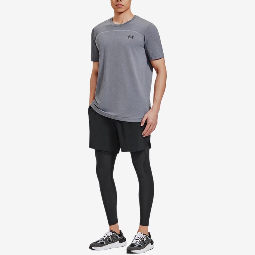 Under Armour Rush Vanish Elite American Vintage Round-Neck Short-Sleeve T-Shirt With Back Letter Print Men Tops Rhino-Gray 1382799-025