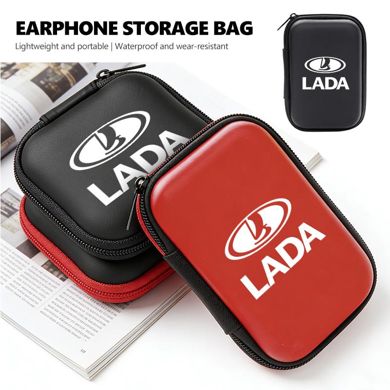 Mini Earphone Case Portable Mini Zipper Headphone Bag Storage Box Accessories For Lada Xray Granta Priora Sedan Sport Kalina