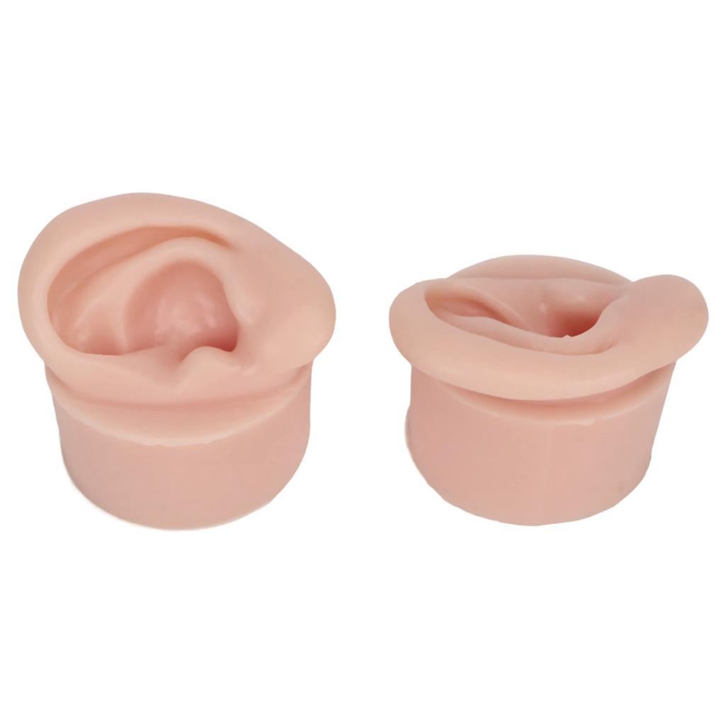 1 Pair Piercing Practice Ear Model Novice Soft Silicone Flexible Ear Model Props for Jewelry Display Medium Skin Color