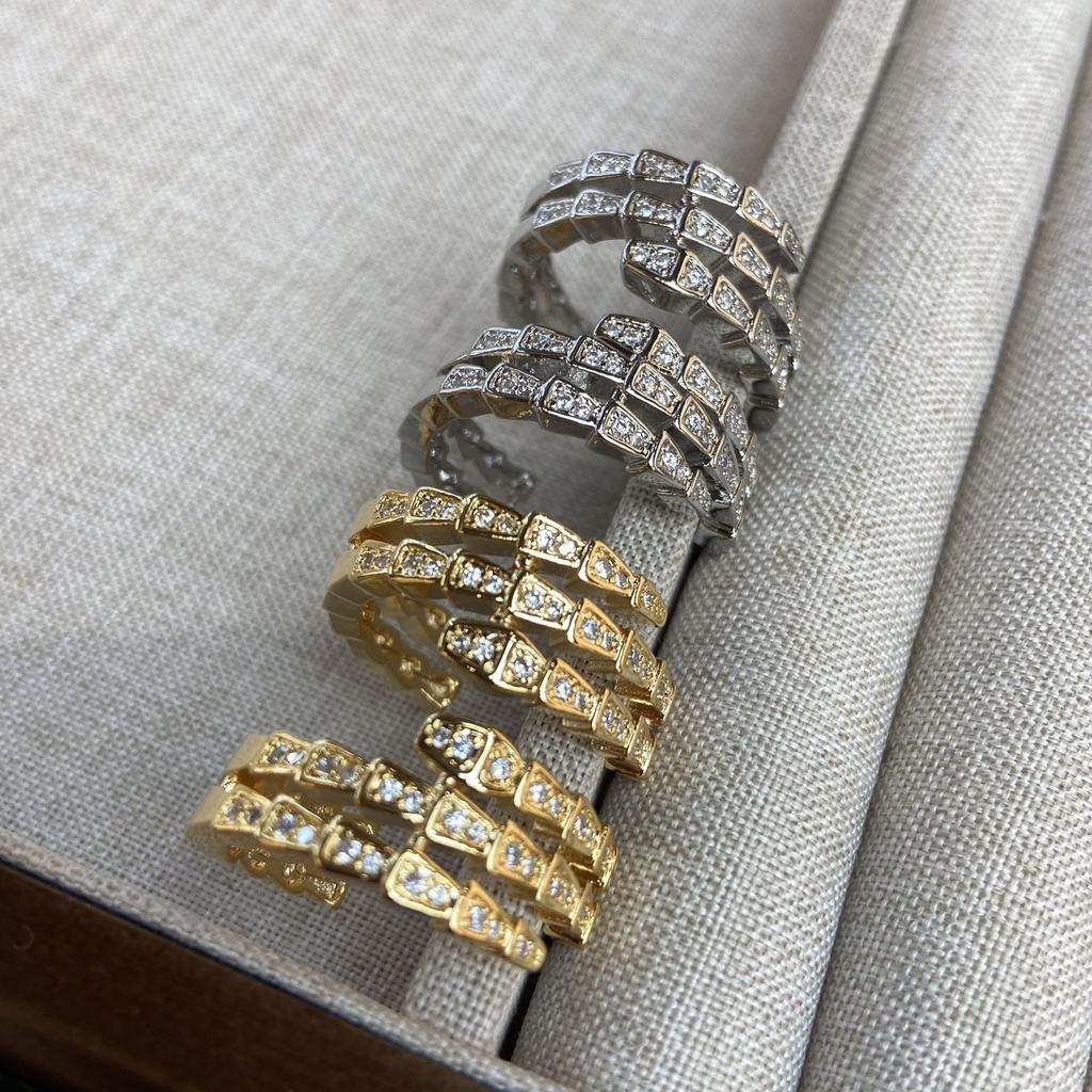 Full-Diamond Super-Flash Trapezoidal Bamboo Earrings, Snake-Shaped Zircon-Inlaid Metal Copper-Plated 18K Color-Retaining Stud Earrings