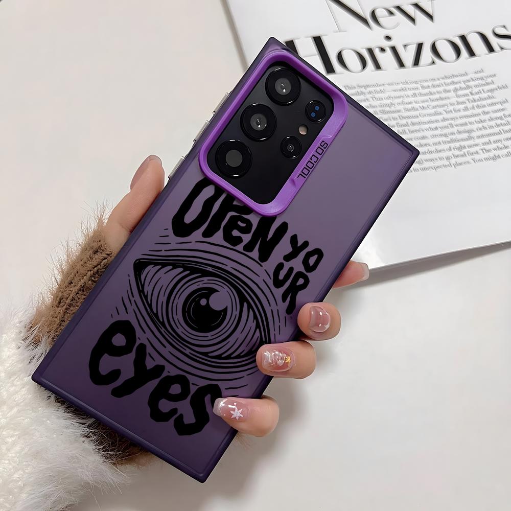 Open Your Eyes Phone Case For Samsung Galaxy S25 Edge S24 S23 S22 S21 S20 Ultra Funda Silicone Silver Cover